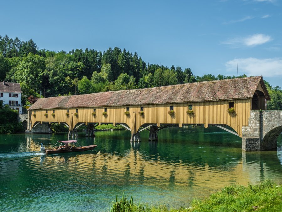 Covered Rhine bridge between Rheinau and Altenburg