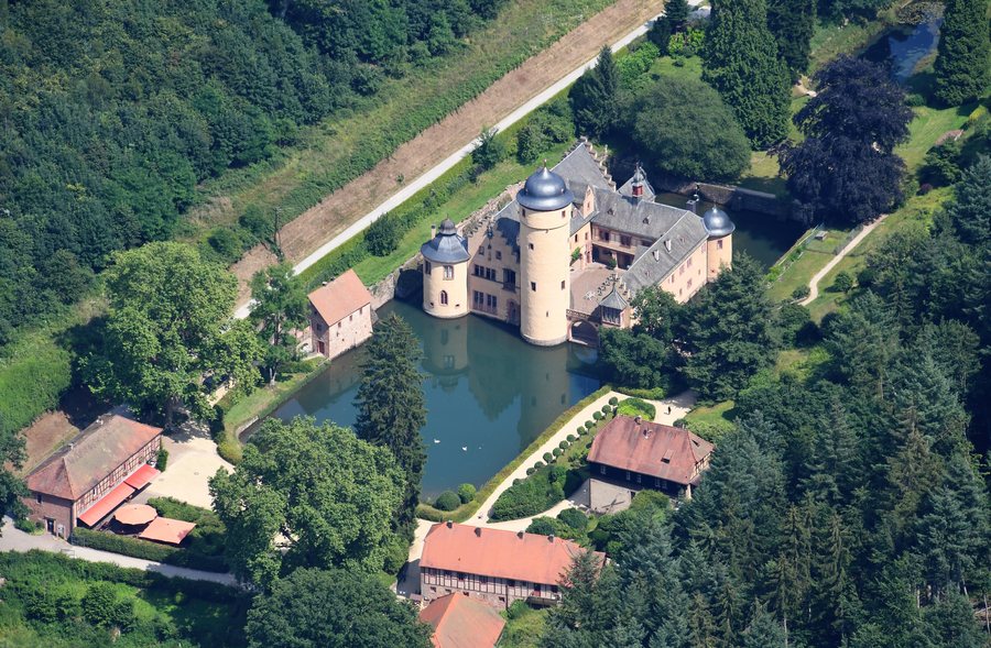 Aerial image of the Mespelbrunn Castle