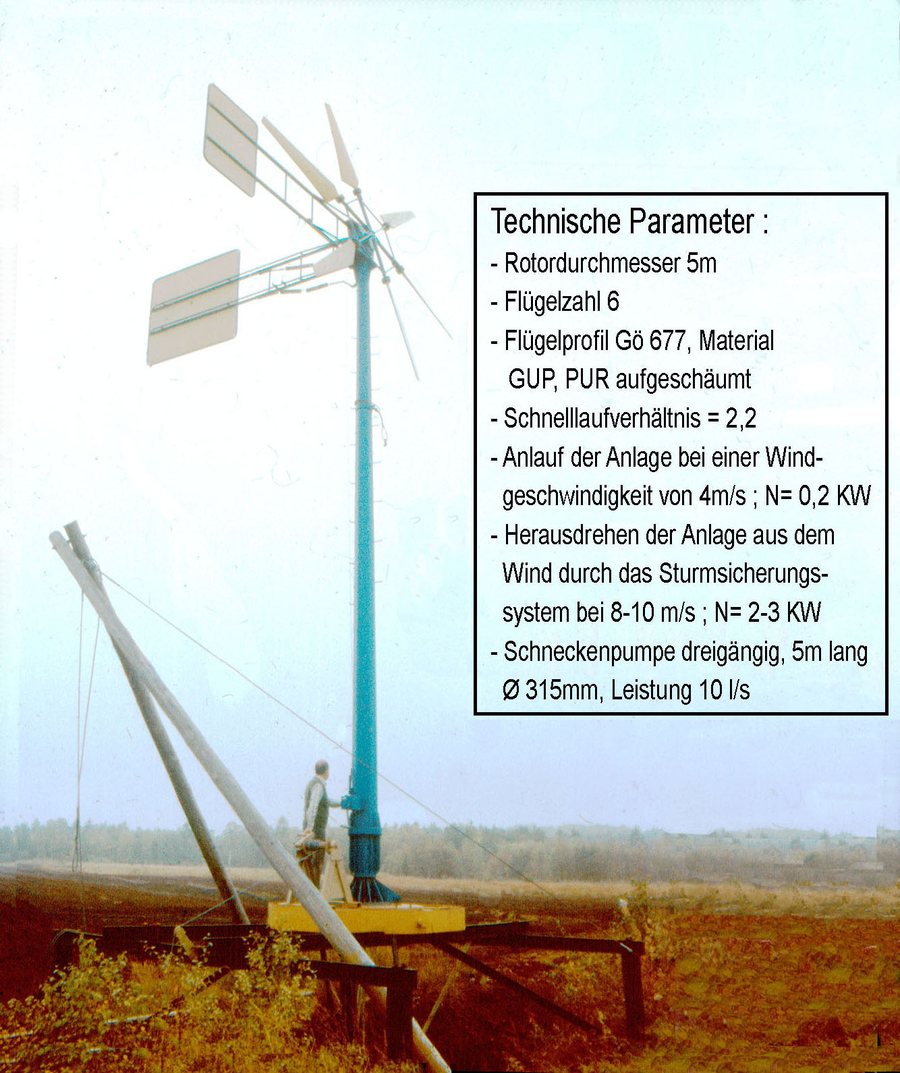 Windkraftgetriebenes Schöpfwerk im BT Breesen