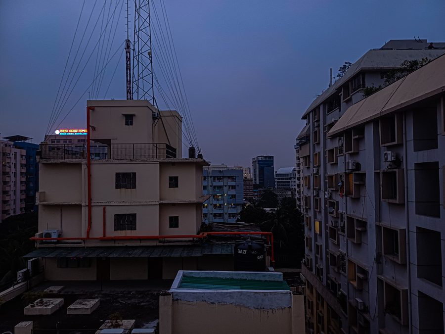 Evening view of Dhaka City from Segunbagicha