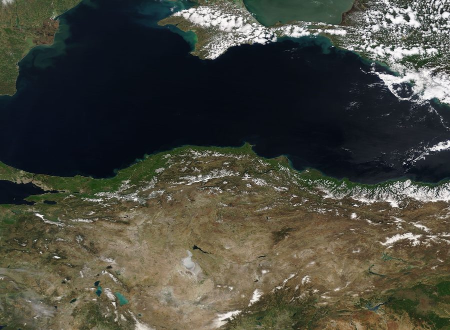 Immagine satellitare della Turchia e del Mar Nero.