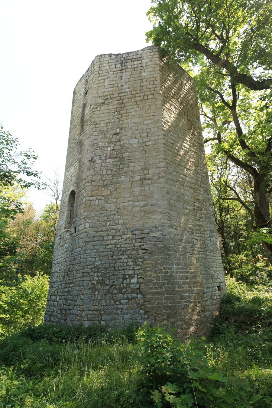 Achteckiger Wohnturm der Burgruine Ebermannsdorf am Schlossberg