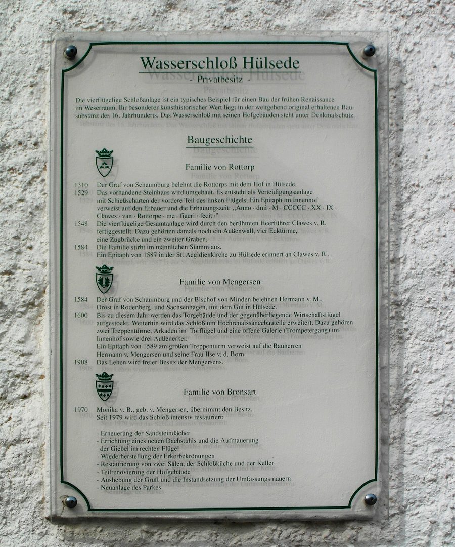 Informationstafel zum Wasserschloss Hülsede
