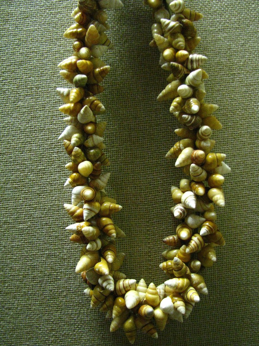 Land snail shell lei associated with Queen Liliʻuokalani, displayed at Bishop Museum in Honolulu