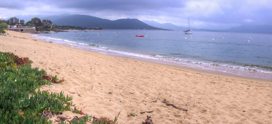 Porto Pollo beach and coastal landscape in Serra di Ferro, Corsica