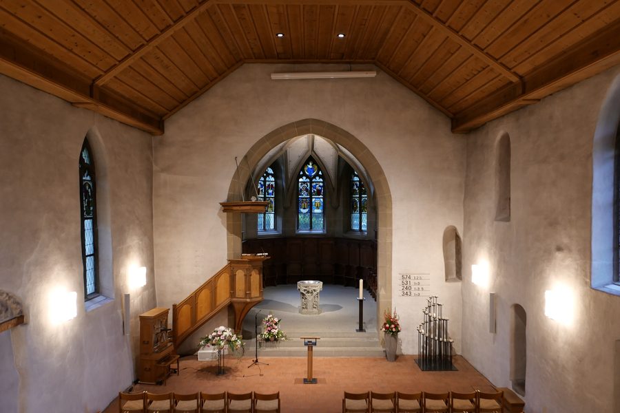 Interior of the Reformed Church in Worb, Canton of Bern, Switzerland