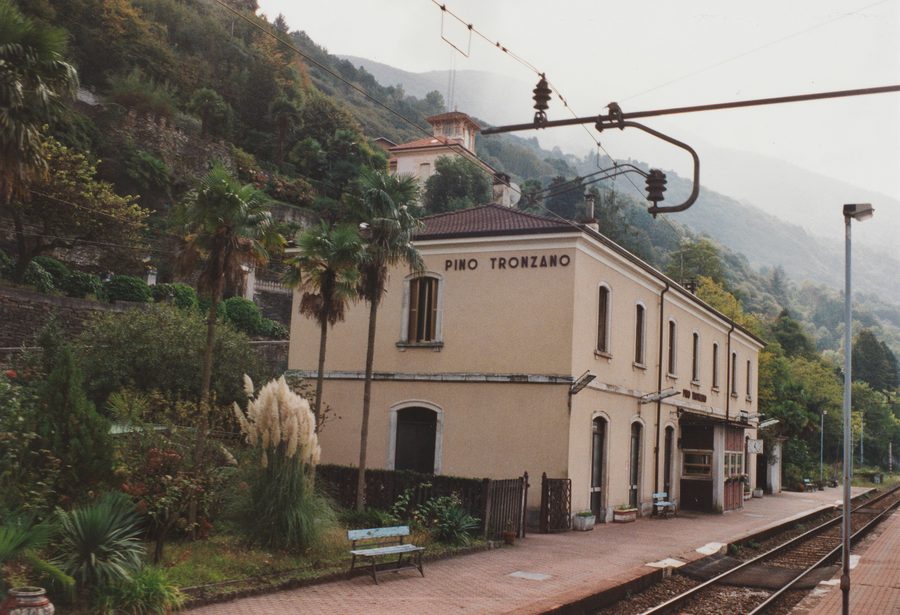 Pino-Tronzano railway station building viewed from the railway side