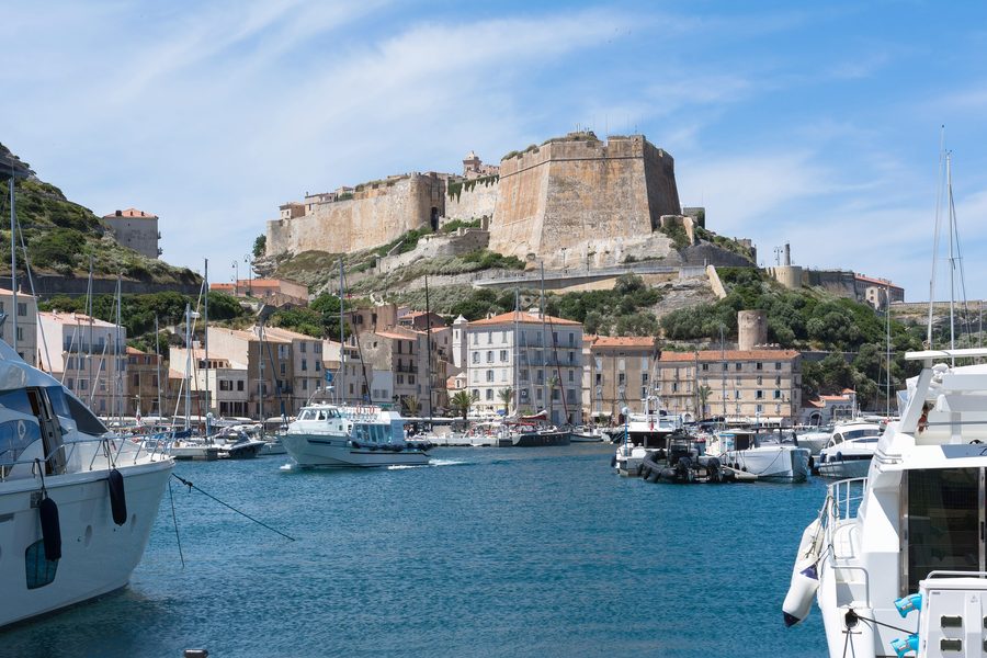 Bonifacio citadel and marina in Corsica