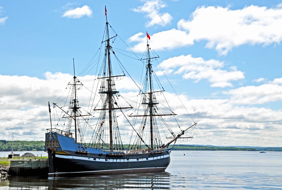 Das Schiff Hector am Hector Heritage Quay in Pictou, Nova Scotia