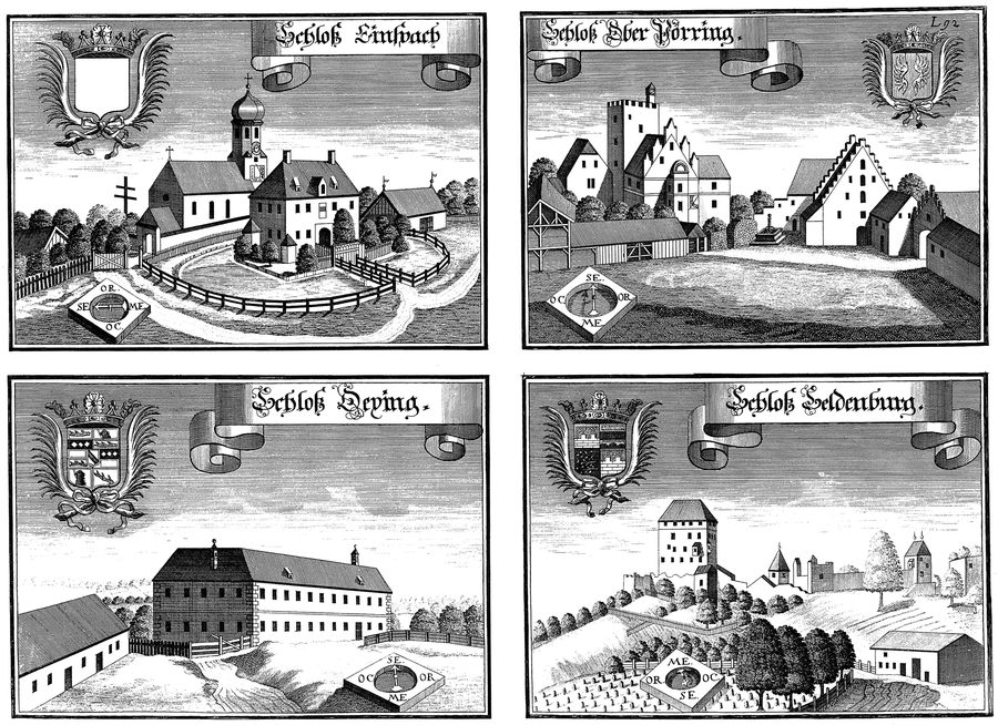 Historischer Kupferstich mit Schloss Saldenburg