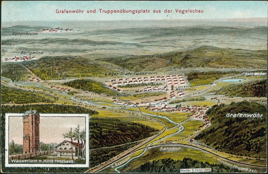 Cartolina storica con Grafenwöhr e dintorni