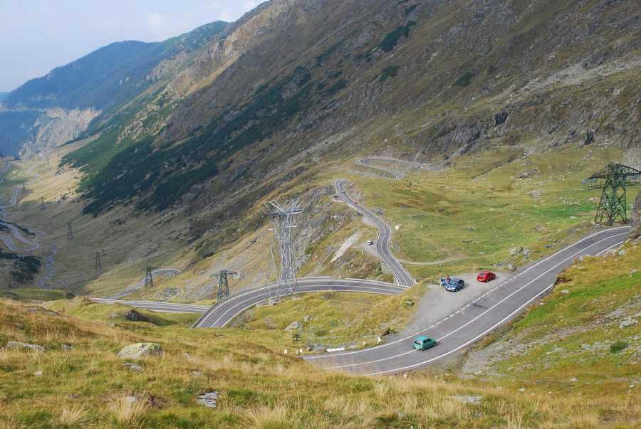 Transfăgărășan mountain road seen from above near Lake Bâlea.