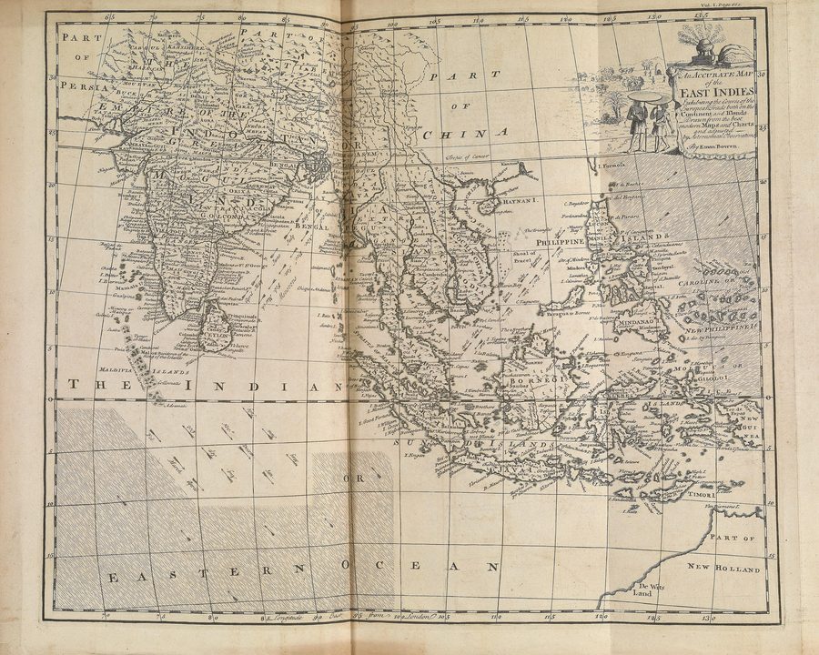 Mappa storica dell’Asia meridionale del 1744.