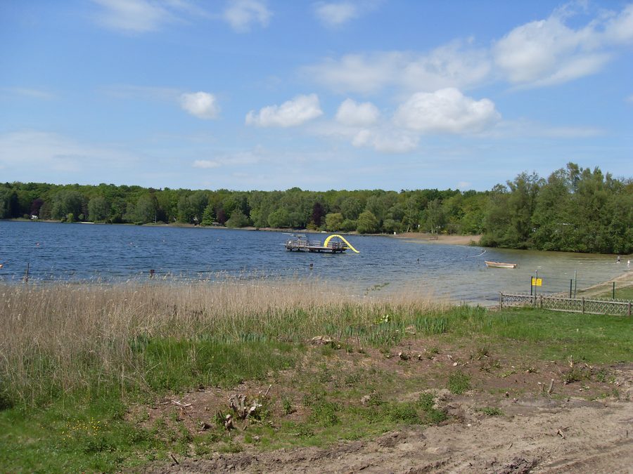 Zona balneare presso l’Ihlsee nella riserva naturale Ihlsee e Ihlwald vicino a Segeberg