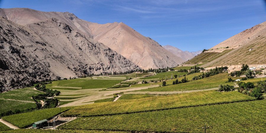 Paesaggio nella valle dell’Elqui nella Región de Coquimbo