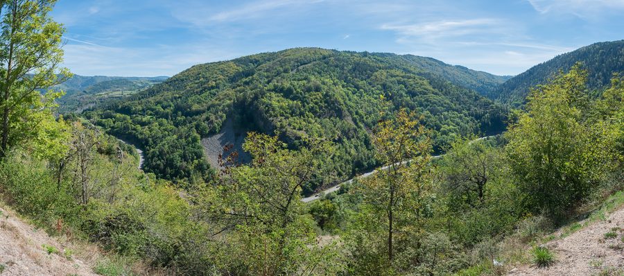 Valley of Allier river in Monistrol-d'Allier, Haute-Loire, France