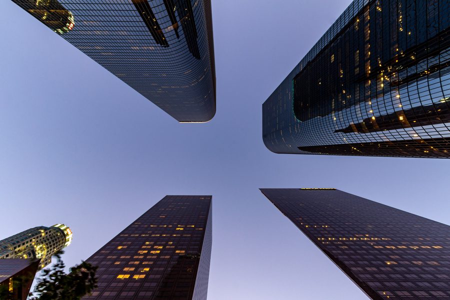 Grattacieli lungo South Grand Avenue a Los Angeles