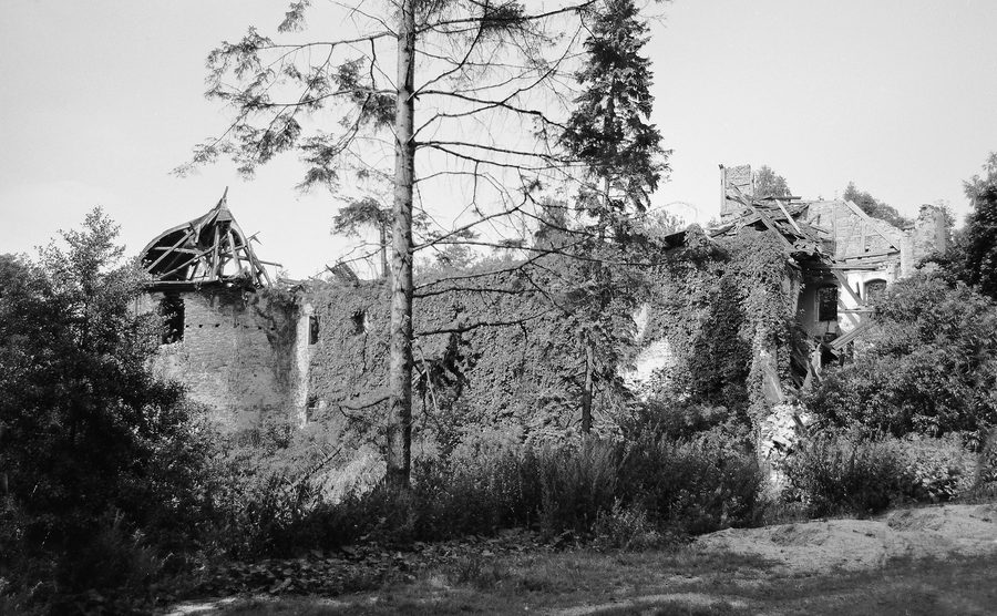 Storica rovina del castello di Mechelgrün, originariamente una fortezza acquatica medievale
