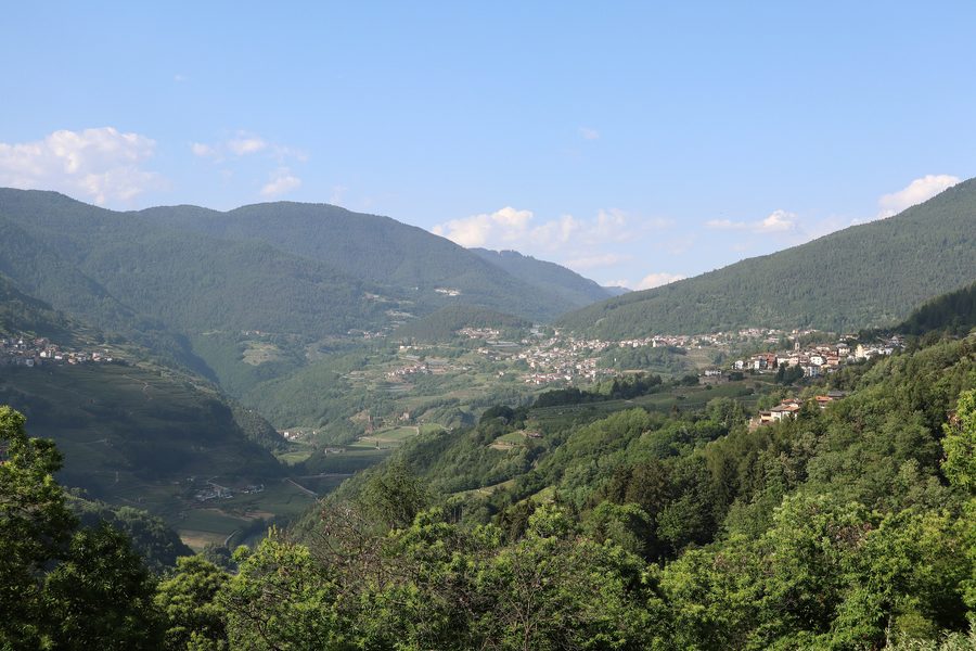 View across the Cembra Valley in Trentino from Lona