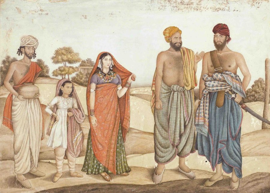 Historical painting of villagers at Rania in modern-day Haryana
