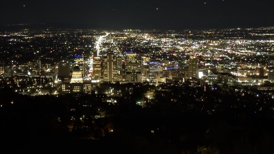 Skyline di Salt Lake City di notte