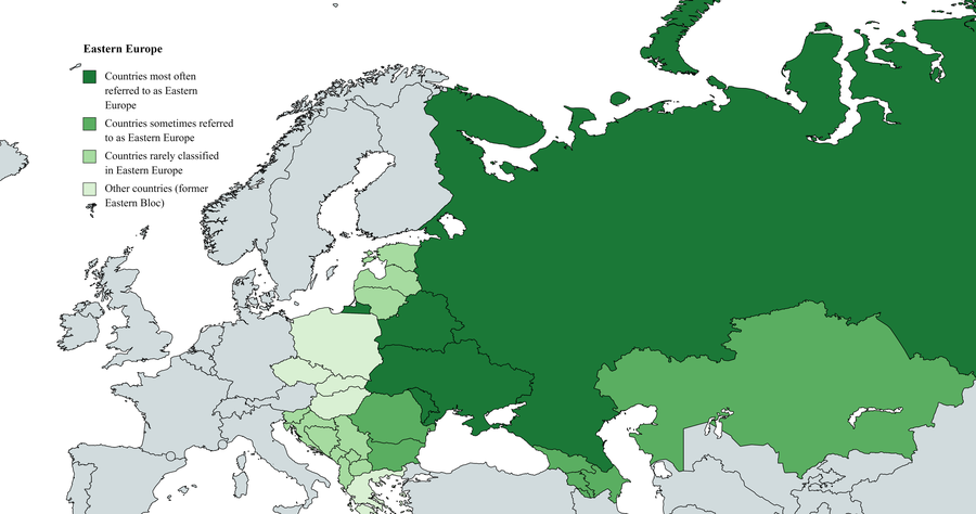 Mappa o grafica con le definizioni dell'Europa orientale.