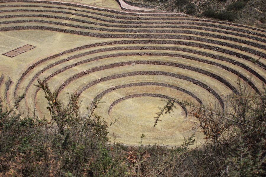 Terrazze archeologiche circolari a Moray vicino a Maras, Perù