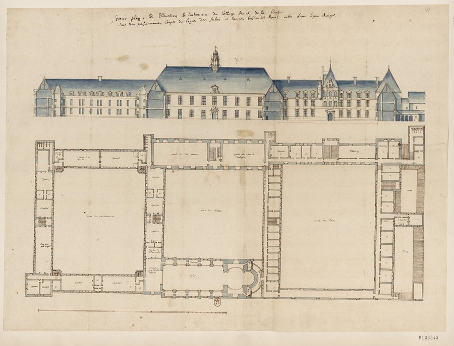 File:Collège Henri IV, La Flèche, France - plan du premier étage - dessin, plan - Fr. Étienne Martellange - btv1b84482893 (1 of 3).jpg