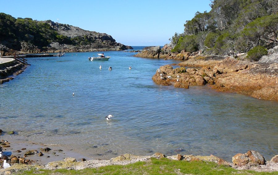 Kianinny Bay con baia protetta e paesaggio costiero presso Tathra