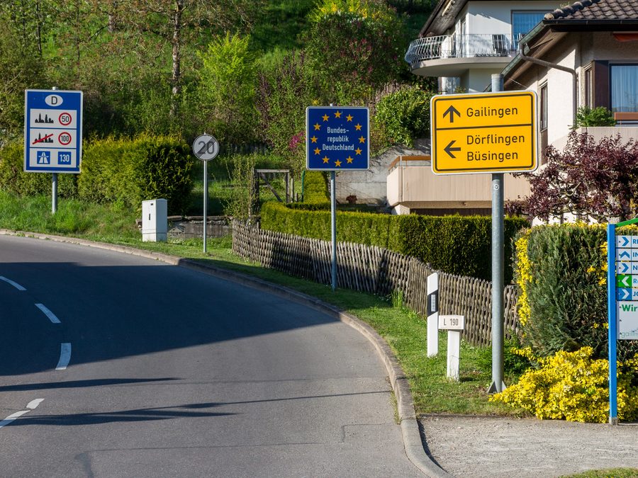 Grenzübergang bei Gailingen am Hochrhein an der deutsch-schweizerischen Grenze