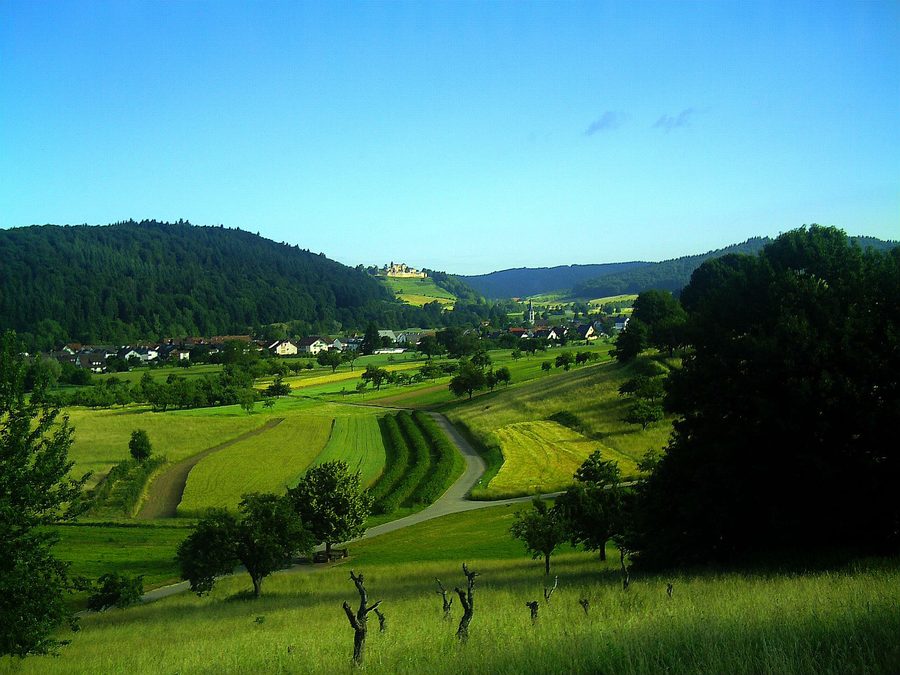 Blick von Sexau auf die Hochburg und das Rheintal