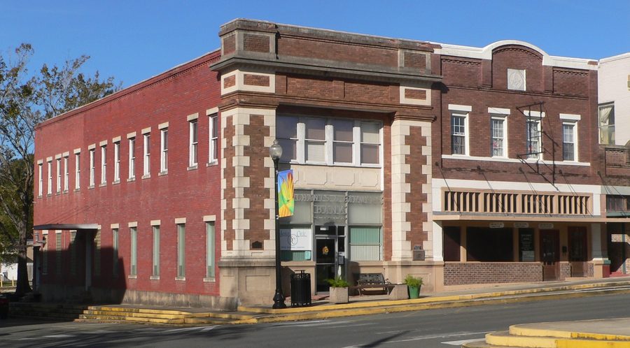 Edifici storici in 3rd Street e Courthouse Street a Leesville, Louisiana