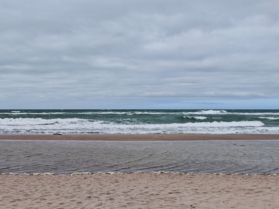 Wide sandy beach at Dąbki on the West Pomeranian Baltic coast.
