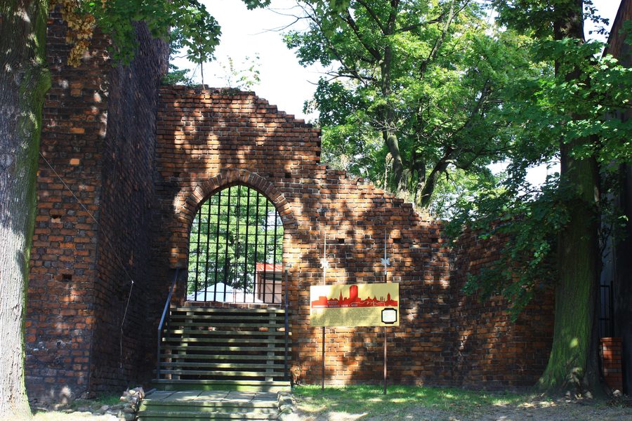 Rovine del castello con torre e museo a Ostrzeszów