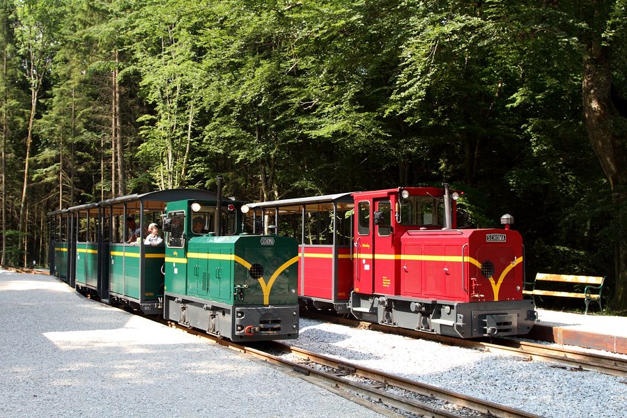Due treni della ferrovia museale Großgmain nel Museo all’aperto di Salisburgo