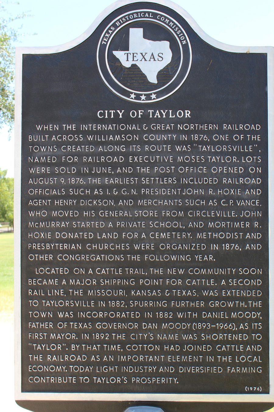 Taylor, Texas, associata allo sviluppo della città nell'epoca ferroviaria