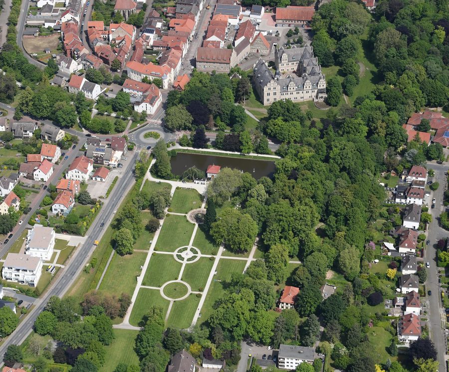 Luftaufnahme des Stadtgartens Stadthagen aus südlicher Richtung