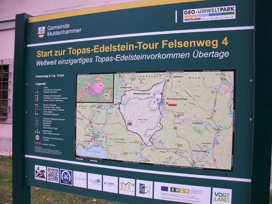 Wegweiser am Herrenhaus Tannenbergsthal im Vogtland