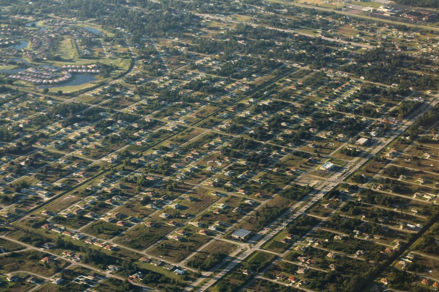 Veduta aerea di Gunnery Road a Lehigh Acres, Florida