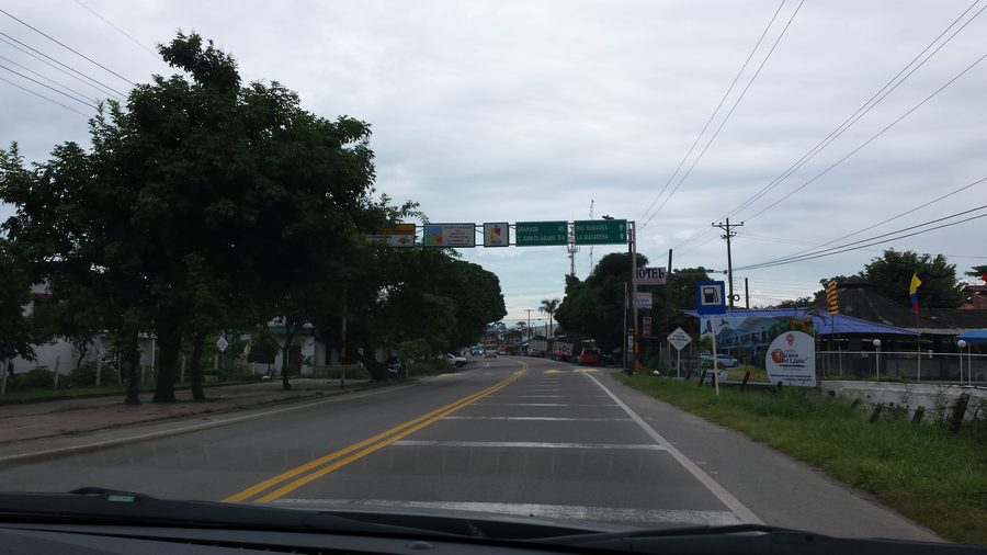 Road through the open Llanos in Meta, Colombia.