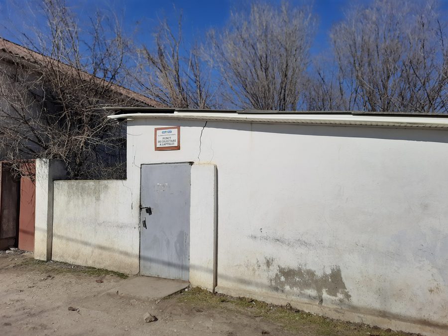 Milk collecting unit in Heciul Vechi village, Sîngerei District, Moldova.