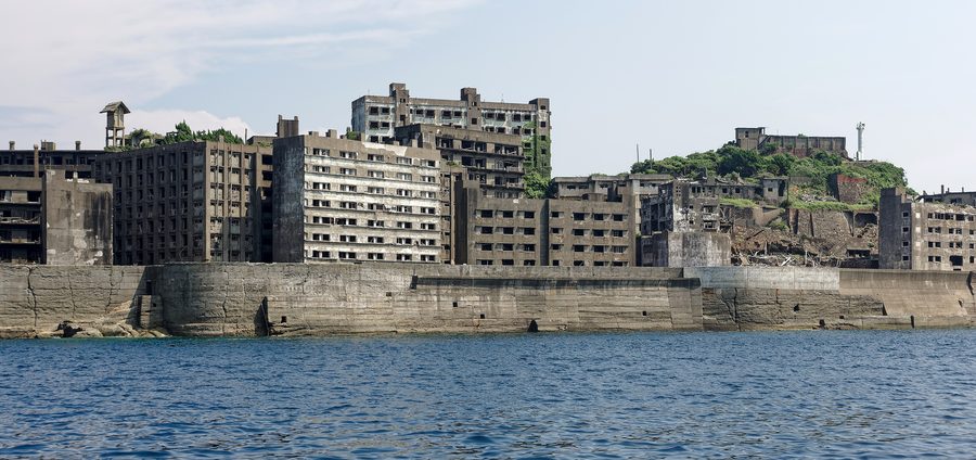 Verlassene Insel Hashima vor der Küste von Nagasaki