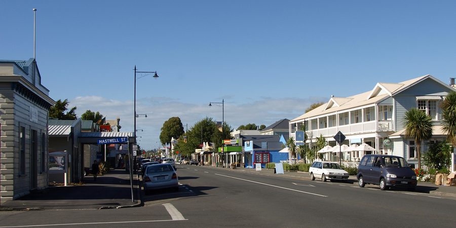 Strada principale di Greytown, Regione di Wellington, Nuova Zelanda