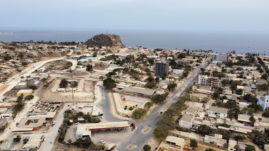 Topside view of Porto Amboim from the municipal hospital toward the sea