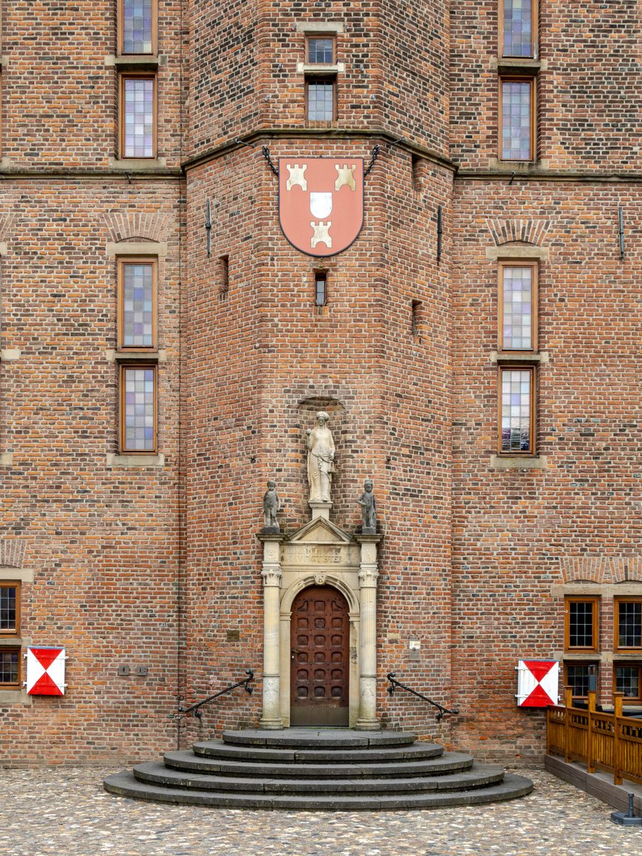 Entrance to the historic town hall in Kalkar, North Rhine-Westphalia, Germany