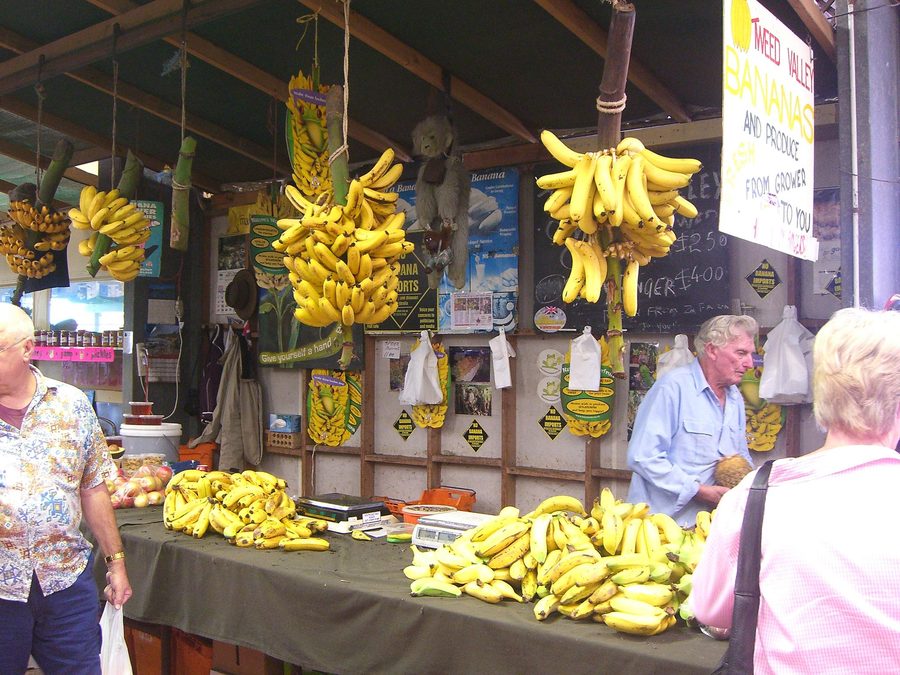 Banane in un mercato a Carrara sulla Gold Coast