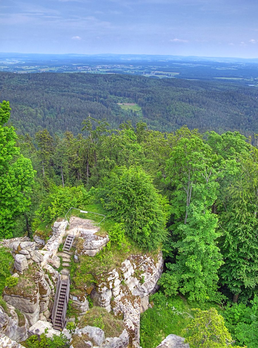 Blick von der Burgruine Weißenstein im Steinwald über die bewaldete Landschaft