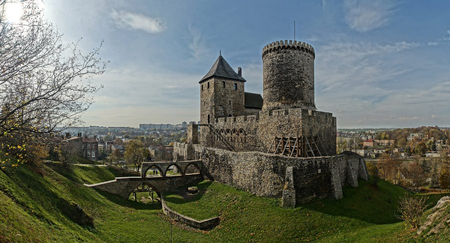 Panorama von Będzin mit der historischen Burg