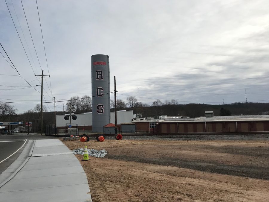 Historische Gebäude an der Depot Street in Roxboro, North Carolina