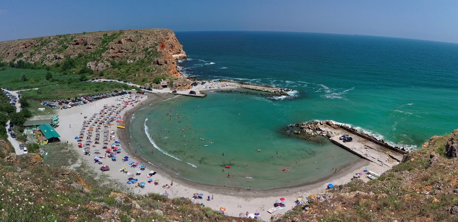 Panorama della spiaggia di Bolata sulla costa nord bulgara del Mar Nero